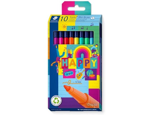 [323 C10 HA] STAEDTLER FIBRETIP PEN TRIPLUS COLOUR HAPPY 10PCS