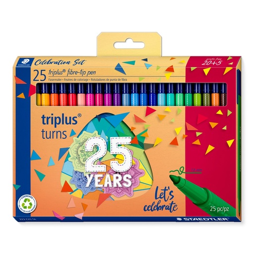 [323 C25 TA] STAEDTLER TRIPLUS FIBRE TIP BIRTHDAY COLOUR PENS SET 25PCS 323 C25 TA