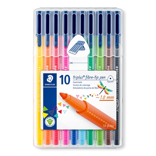 [323 SB10] STAEDTLER TRIPLUS FIBRE TIP PENS 10PCS SET 323 SB10