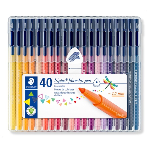[323 SB40] STAEDTLER TRIPLUS FIBRE TIP COLOUR PENS SET 40 PCS 323 SB40