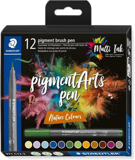 [371 C12-3] STAEDTLER PIGMENT BRUSH PEN NATURE COLOUR12PC