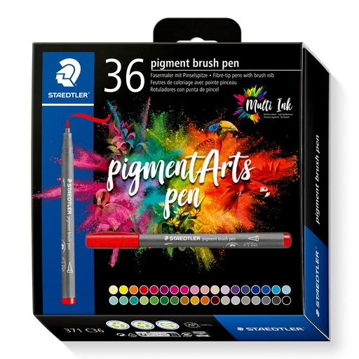 [371 C36] STAEDTLER PIGMENT BRUSH PENS 36 PCS 371 C36