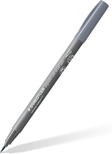 [372-87] STAEDTLER PIGMENT SOFT BRUSH PEN COOL MEDIUM GREY 372-87