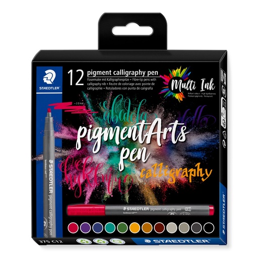 [375 C12] STAEDTLER PIGMENT CALLIGRAPHY PENS SET 12 PCS  375 C12