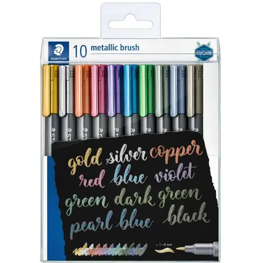 [8321 TB10] STAEDTLER MARKER METALLIC BRUSH 10 PCS IN SET