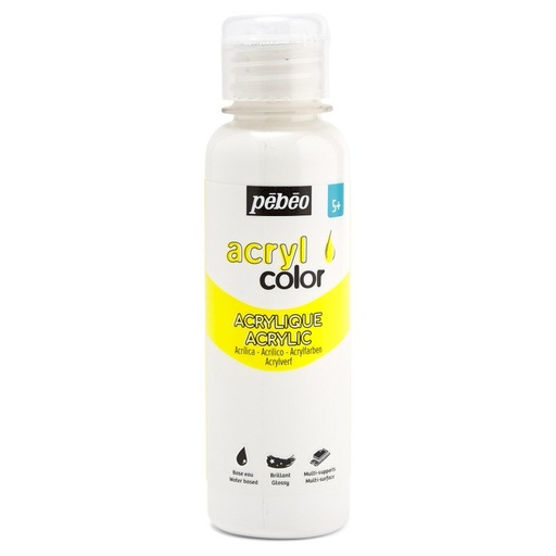 [364101] PEBEO CHILDREN'S ACRYLIC PAINT - ACRYLCOLOR 150ML WHITE