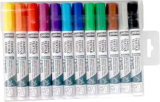 [803511] PEBEO 7A LIGHT FABRIC MARKER 1MM PACK 12 ASSORTED