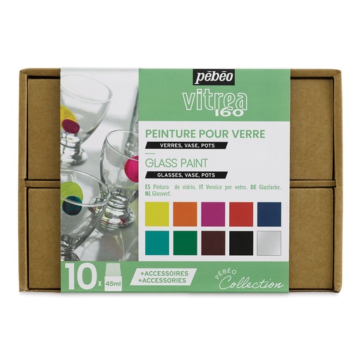 [758461] PEBEO VITREA WATER BASED GLASS PAINT COLLECT CASE V160 10 X 45ML C1