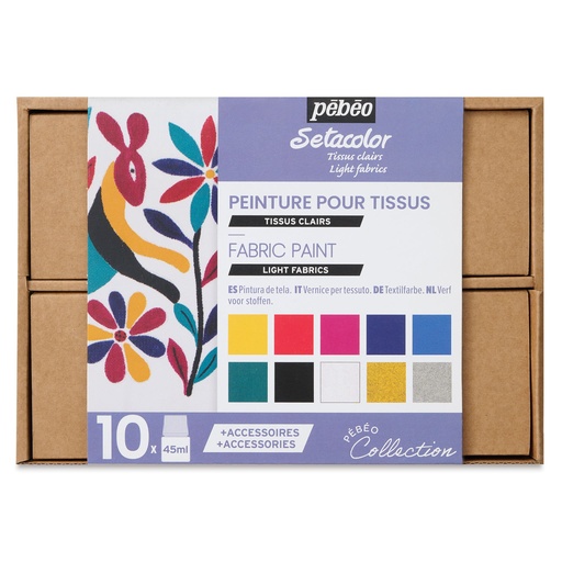 [758483] PEBEO SETACOLOUR LIGHT FABRIC PAINT COLLECTION SET 10X45ML