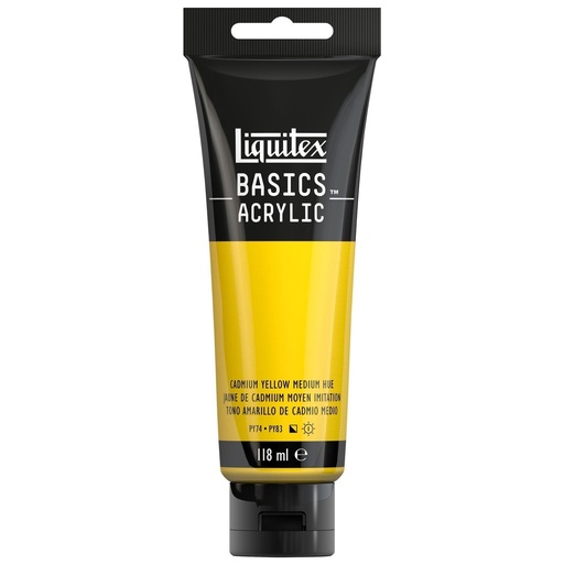 [8870017] LQX BASICS ACRYLIC COLOUR 118ML CADMIUM YELLOW MEDHUE ROW