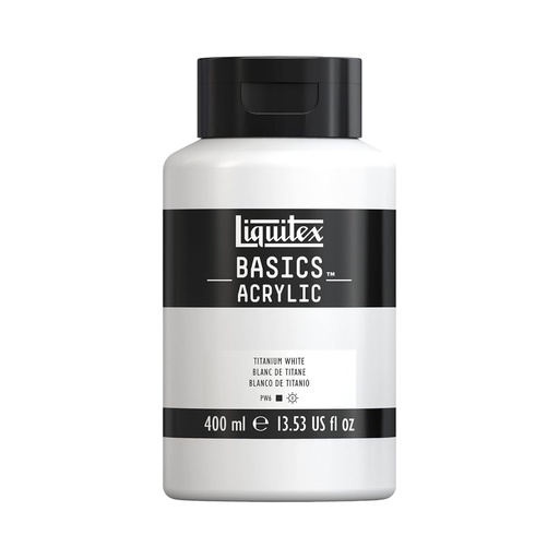 [8870337] LIQUITEX BASICS ACRYLIC COLOUR 400ML JAR TITANIUM WHITE ROW