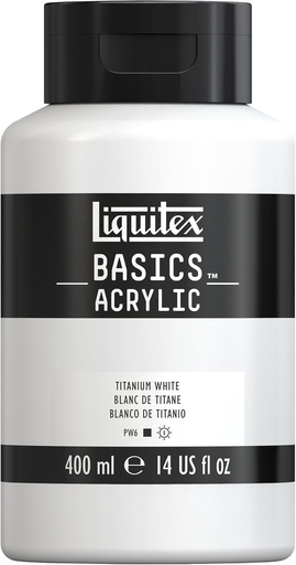 [8870337] LIQUITEX BASICS ACRYLIC COLOUR 400ML JAR TITANIUM WHITE ROW