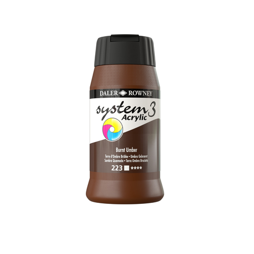 DALER ROWNEY SYSTEM 3 ACRYLIC 500ML BURNT UMBER