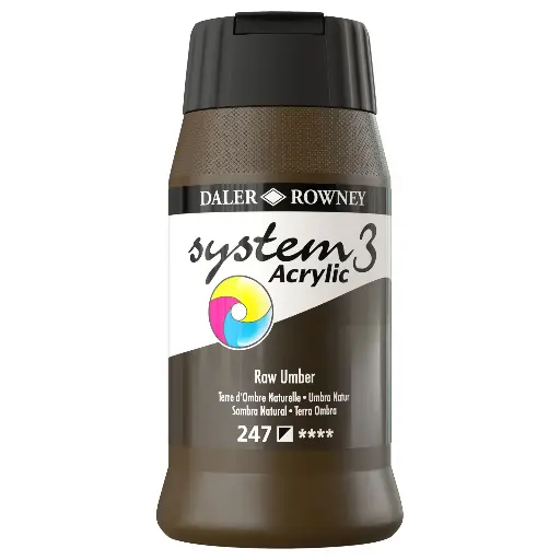 DALER ROWNEY SYSTEM3 ACRYLIC 500ML RAW UMBER