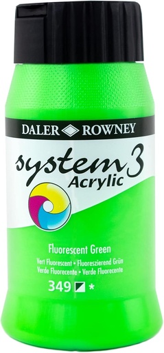 DALER ROWNEY SYSTEM 3 ACRYLIC 500ML FLUORESCENT GREEN