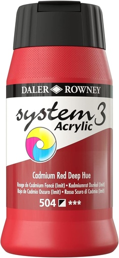 DALER ROWNEY SYSTEM3 ACRYLIC 500ML CADMIUM RED DEEP HUE