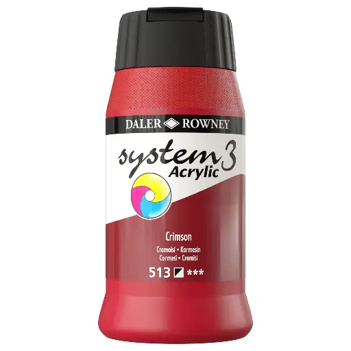 [D129500513] DALER ROWNEY SYSTEM 3 ACRYLIC 500ML CRIMSON