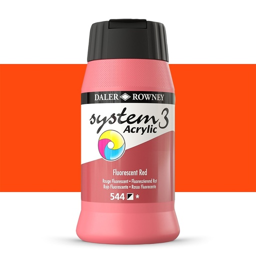 DALER ROWNEY SYSTEM3 ACRYLIC 500ML FLUORESCENT RED