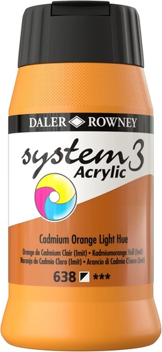 DALER ROWNEY SYSTEM3 ACRYLIC 500ML CADMIUM ORANGE LIGHT HUE