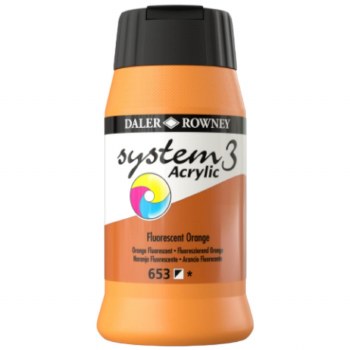 DALER ROWNEY SYSTEM3 ACRYLIC 500ML FLUORESCENT ORANGE