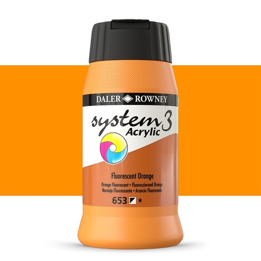 DALER ROWNEY SYSTEM3 ACRYLIC 500ML FLUORESCENT ORANGE