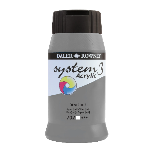 DALER ROWNEY SYSTEM3 ACRYLIC 500ML SILVER IMIT