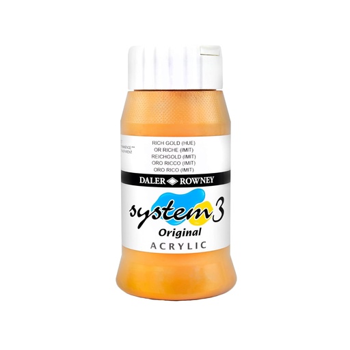 DALER ROWNEY SYSTEM3 ACRYLIC 500ML RICH GOLD IMIT