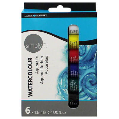 DALER ROWNEY SIMPLY WATERCOLOUR 6X12ML SET