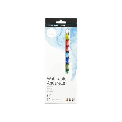 DALER ROWNEY SIMPLY WATERCOLOUR 12X12ML SET