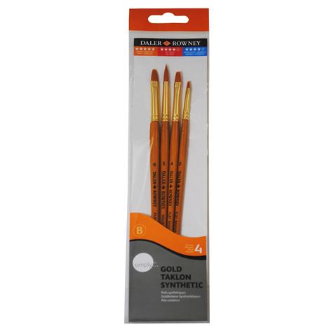 DALER ROWNEY SIMPLY GOLD TAKLON SYNTHETIC SHORT HANDLE 4PC BRUSH SET #4
