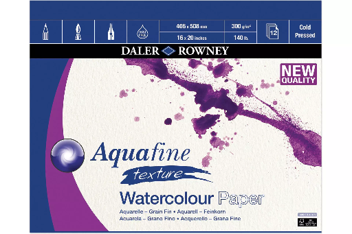 DALER ROWNEY AQUAFNE WC TXT BLK 300G 40X50CM 12SH