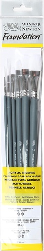 WINSOR & NEWTON FOUNDATION ACRYLIC SYNTHETIC BRUSH LONG HANDLE 6 PACK