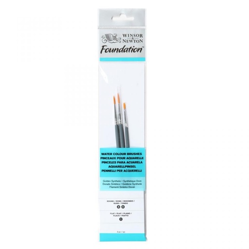 WINSOR & NEWTON FOUNDATION WATERCOLOUR SYNTHETIC BRUSH SH 3 PACK 2,4,6