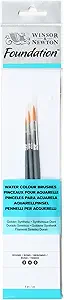 WINSOR & NEWTON FOUNDATION WATERCOLOUR SYNTHETIC BRUSH SH 3 PACK 2,4,6
