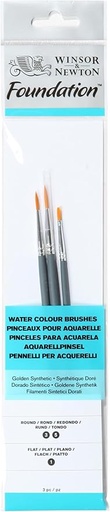 WINSOR & NEWTON FOUNDATION WATERCOLOUR SYNTHETIC BRUSH SH 3 PACK