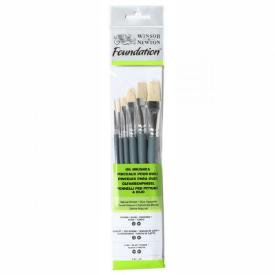 WINSOR & NEWTON FOUNDATION OIL HOG BRUSH SHORT HANDLE 6 PACK