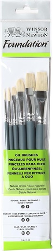 WINSOR & NEWTON FOUNDATION OIL HOG BRUSH SHORT HANDLE 6 PACK